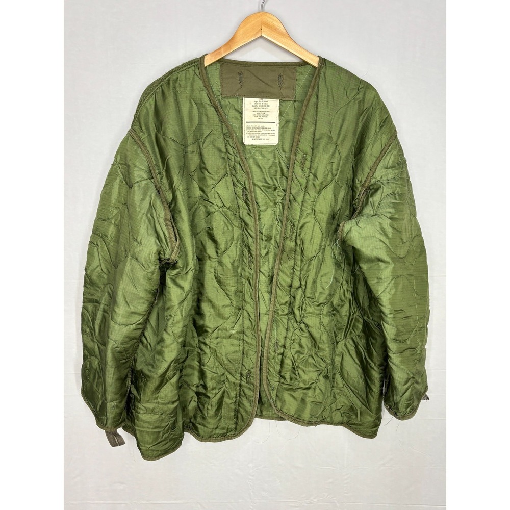 US Army Military M-65 Field Quilted Jacket Mens Green Cold Weather XL Vintage
